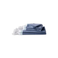 Coyuchi Mediterranean Bath 6-Piece Organic Cotton Towel Set, Navy, Guest Towel