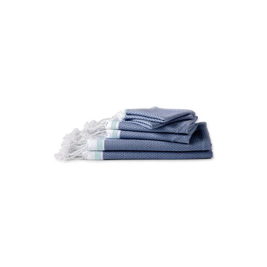Coyuchi Mediterranean Bath Organic Cotton Towel Set, Navy, Guest Towel