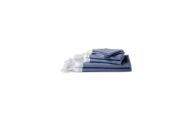 Coyuchi Mediterranean Bath 6-Piece Organic Cotton Towel Set, Navy, Guest Towel