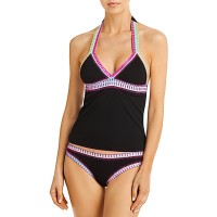 Crochet Trim Tankini Platinum inspired by Solange Ferrarini Crochet Trim Tankini Top, Black, 8