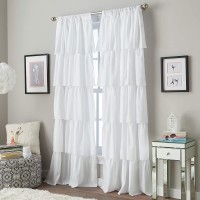 Curtainworks Flounced Curtain Panel, 42 x 84-inch, White