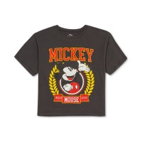 Disney Juniors’ Mickey Mouse Graphic-Print T-Shirt, Charcoal, Medium