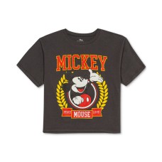 Disney Juniors’ Mickey Mouse Graphic-Print T-Shirt, Charcoal, Medium