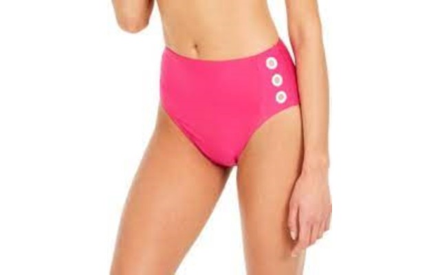  Grommet-Trim High-Waist Bikini Bottoms Women’s Swimsuit, Orchid, Medium
