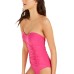 Liquid Pleated Bandeau Tummy Control One-Piece Swimsuit, 16, Pink