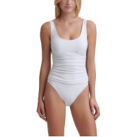 Dkny Mesh Side Shirred Women’s One Piece Swimsuit,Soft White, 8