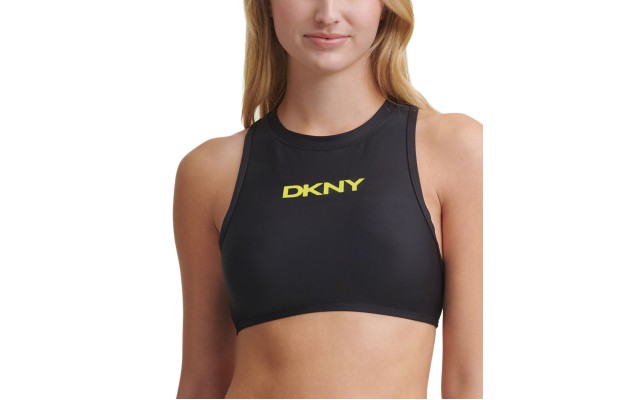  Racerback Zip Logo Bikini Top, Medium, Black