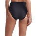  Seamed High-Waist Bikini Bottoms, Large, Black
