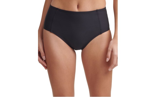  Seamed High-Waist Bikini Bottoms, Black, X-Small