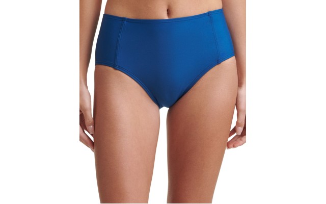  Seamed High-Waist Bikini Bottoms, Blue, Large