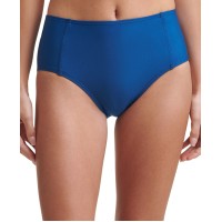 DKNY Seamed High-Waist Bikini Bottoms, Blue, Small
