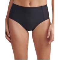 DKNY Seamed High-Waist Bikini Bottoms, Large, Black