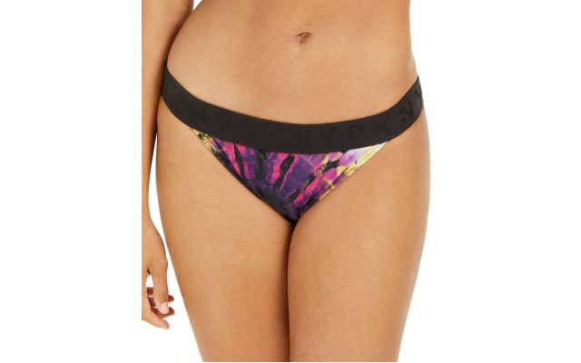  Tie-Dye Logo Women’s Swimsuit Bikini Bottoms, Purple, L