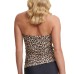  Tie-Front Strapless Tankini Top, Large, Multicolor