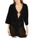  Gypsy Gem Crochet Tunic Cover-Up, Black, Large