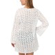  Poplar Skies Cotton Bell Sleeve Tunic Cover-Up, Large, White