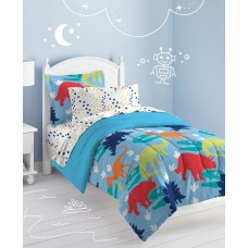 Dream Factory Dinosaur Twin Comforter Set Bedding, Blue