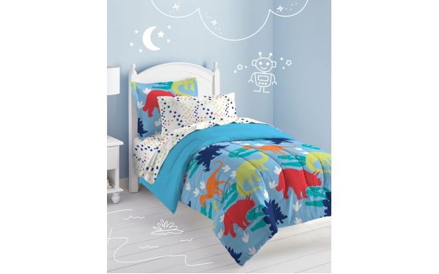  Dinosaur Twin Comforter Set Bedding, Blue
