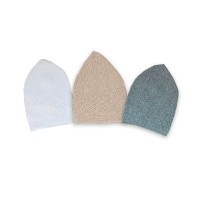 Eid Islamic Knitted Kufi Topi Prayer Hat Crochet Cap Taqiyah Takke Skull Beanie for Muslims, Paryers and Islamic Eids, Snow White-Beige-Gray