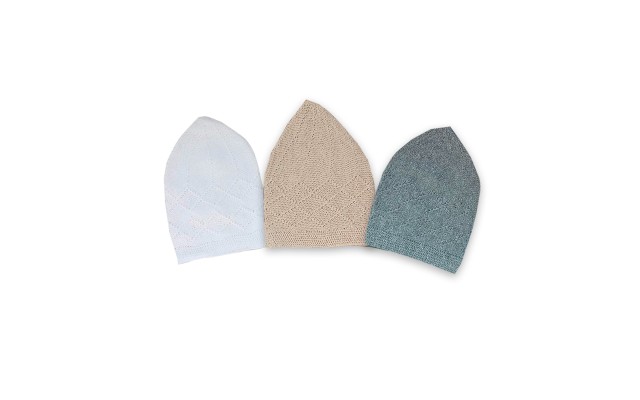 Islamic Knitted Kufi Topi Prayer Hat Crochet Cap Taqiyah Takke Skull Beanie for Muslims, Paryers and Islamic s, Snow White-Beige-Gray