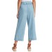  Tie-Front Wide-Leg Jeans, Blue, Large