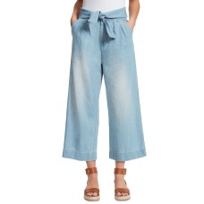 Ella Moss Tie-Front Wide-Leg Jeans, Blue, Large