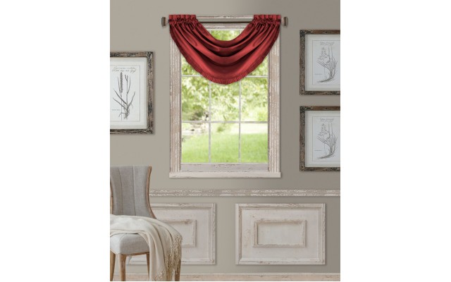  Versailles Room Darkening Window Valance, 52×36, Red