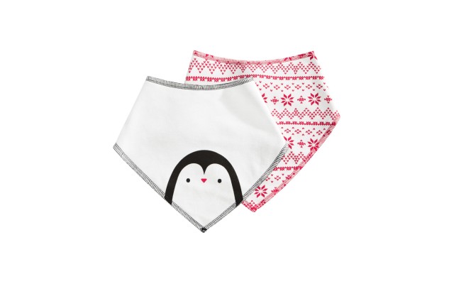  Baby Boys & Girls 2-Pc. Penguin Bandana Bib Set, white, one-size