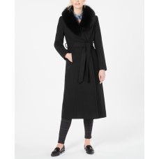 Forecaster Fox-Fur-Collar Belted Maxi Wrap Coat