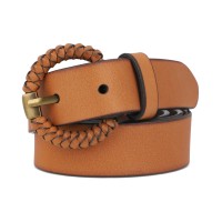Frye Women’s 32MM Woven-Buckle Leather Belt, Small, Brown