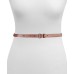  Women’s Embroidered 18MM Leather Skinny Belt, Brown, M