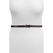 Frye Women’s Embroidered 18MM Leather Skinny Belt, Black, M