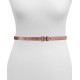  Women’s Embroidered 18MM Leather Skinny Belt, Brown, M