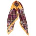  Plaid Floral Square Scarf, Yellow