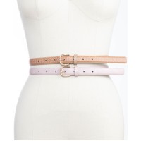 Giani Bernini Women’s 2-For-1 Skinny Belts, Blush/Beige, S