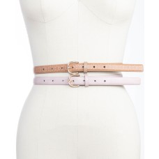 Giani Bernini Women’s 2-For-1 Skinny Belts, Blush/Beige, S