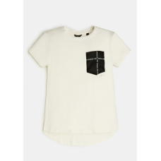 GUESS Big Girls High Low Pocket T-Shirt (White, 8)