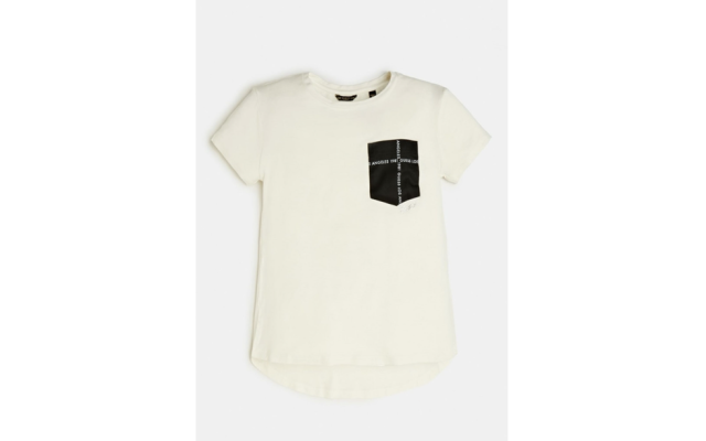  Big Girls High Low Pocket T-Shirt (White, 8)