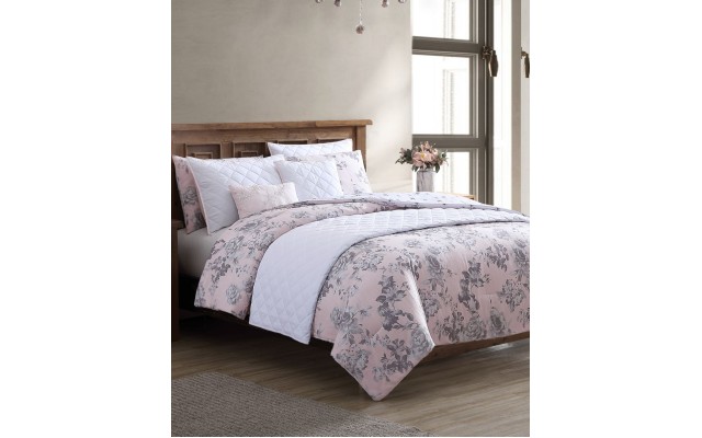 Hallmart Collectibles Farrington 8-Pc. Reversible King Comforter and Coverlet Set, Pink