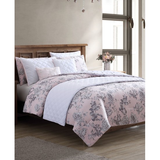  Farrington 8-Pc. Reversible Queen Comforter and Coverlet Set, Queenn, Pink