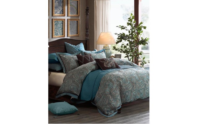 Hampton Hill Lauren Queen 8 Piece Comforter Set, Blue