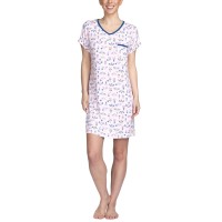 Hanes Womens V-Neck Short Sleeve Printed Sleepshirt Nightgown, Butterflies Medium