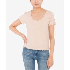 Hippie Rose Juniors’ Crisscross-Back T-Shirt, Beige, Medium