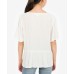  Juniors’ Lace-Trim Peplum Top, White, Medium