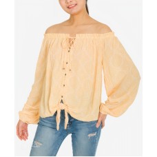 Hippie Rose Juniors’ Off-The-Shoulder Top, Medium, Yellow