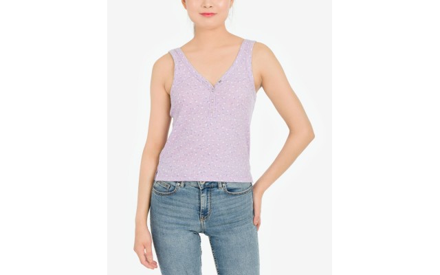  Juniors’ Snap Tank Top, Lilac, Medium
