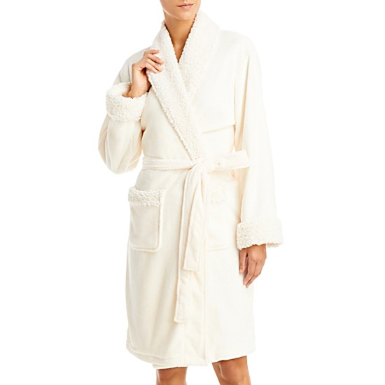  Collection Faux Sherpa Robe, L/XL, Crushed Shell