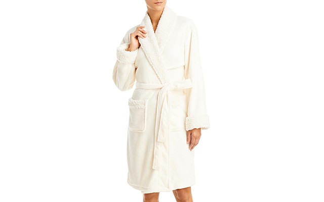  Collection Faux Sherpa Robe, L/XL, Crushed Shell