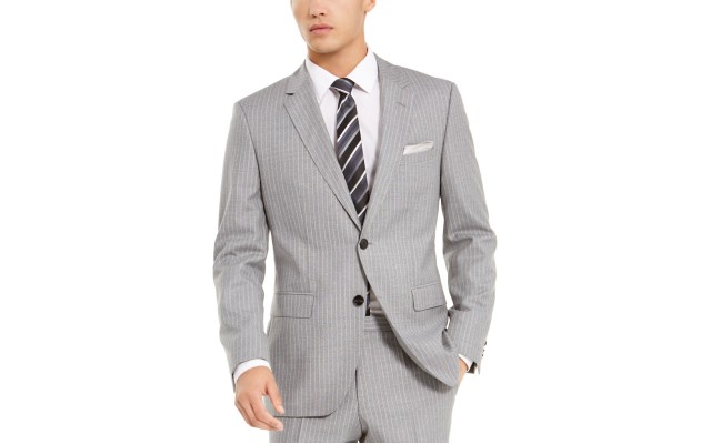  Men’s Modern-Fit Medium Gray Stripe Suit Jacket