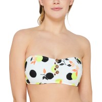 Hula Honey Juniors’ Citrus Geo-Printed Button Bandeau Bikini Top, White Multi, Large